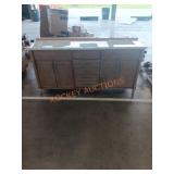 72 in light brown vanity with white top