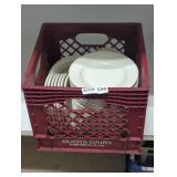 Set of Ceramic Plates in Dairy Crate