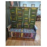 Rustic Multicolored Shutter Bench