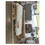 Patio umbrella, bifold doors, unopened boxes
