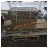 Rug, security screen door, cabinet, end table;