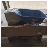 3 burner cooking top, wheelbarrow,cabinet