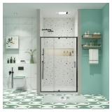 56-60" Pivot Swing Shower Door, Matte Black