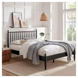 MODWAY Zane Black Rubberwood Queen Bed