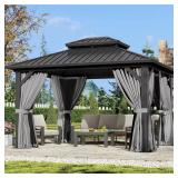 Sizzim 12x10 ft Steel Gazebo with Curtains