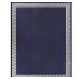 Navy Diamond Border Indoor/Outdoor Rug 6x9