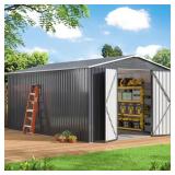 Outdoor Metal Shed with Floor, Lockable Doors, no