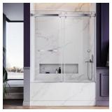 UKD01 Frameless Sliding Bathtub Door Chrome