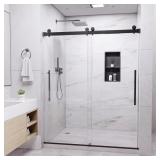56-60 in Sliding Shower Door, Matte Black