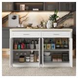 Engineered Wood White Cabinet with Shelves