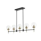 5-Light Black Gold Linear Chandelier