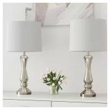 Cincinati 26 .5" Nickel Bedside Lamp Set (2)