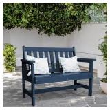Garden Bench All-Weather HDPE Navy Blue