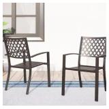 (2) Outdoor Metal Patio Stackable Chairs