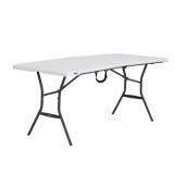 Lifetime 6 ft White Plastic Fold-In-Half Table