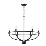 6-Light Black Round Candle Chandelier