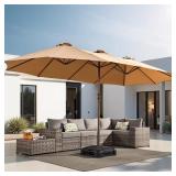 Khaki 15x9 Rectangular Patio Umbrella