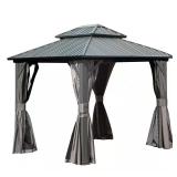 Domi 8x10 ft Galvanized Steel Gazebo, Grey