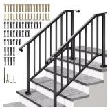 2-Pack 4-Step Black Wrought Iron Railing Kit