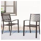 (2) Outdoor Metal Patio Stackable Chairs