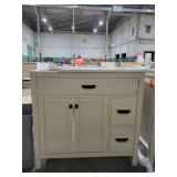 White bathroom vanity, broken top, 35x37x22
