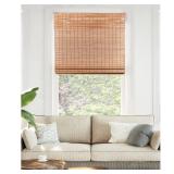 Brown Cordless Natural Woven Roman Shade 47x48