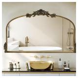 36.6 W   21.7 H Arched Mirror, Brass Frame