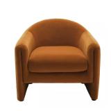 Rusted Orange Velvet Wood Frame Accent Chair