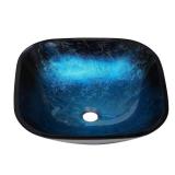 Unbranded 17-in Glass Vessel Sink Blue