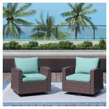 Dark Brown Rattan Swivel Chairs (2)