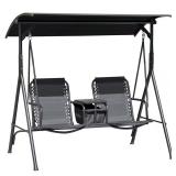 70 in. 2-Person Metal Porch Swing, Black