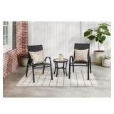 StyleWell Sling Stack Outdoor Chair, Black