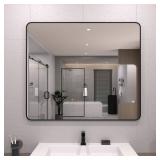 Rectangular Bath Vanity Mirror, Matte Black