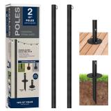 Two 10 ft. String Light Poles, Black
