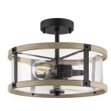 Richland 2-Light Grey Wood Semi-Flush Mount