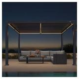 Gray Aluminum Pergola with 2 Sunshades