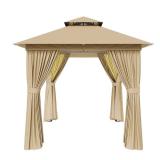 Beige 8x8 Outdoor Gazebo Metal Frame Shelter