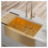 36 in Farmhouse Apron-Front Sink with Grids