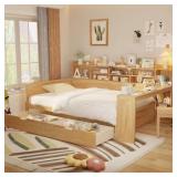 LHYY Wooden Full Daybed with Storage Shelves