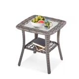 Pocassy Kalixx Gray Wicker Outdoor Side Table