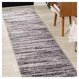 Loom Modern Strie Black/Gray Runner Rug 2x8