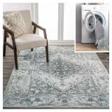 Pavel Light Gray/Blue 8x10 Distressed Rug