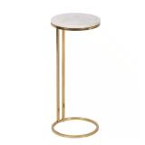 10 in. White Circle Marble Accent Table