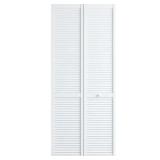 (2) 24 in. x 80 in. Louver Pine White Bi-fold Doo