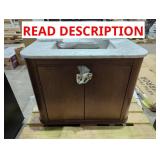 30" Dark Wood Vanity with Marble Top (Damage to T