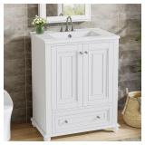 BYBLIGHT 24-in Freestanding White Bath Vanity