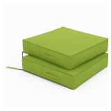 22x22x4 in Square Seat Cushion (2-Pack) Green