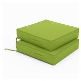 22x22x4 in Square Seat Cushion (2-Pack) Green