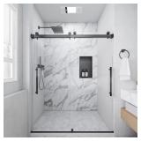 Matte Black Frameless Sliding Shower Door