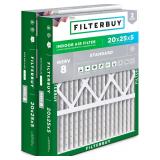 Filterbuy 20x25x5 MERV 8 Air Filter , BOX LOT